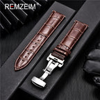Genuine Calfskin Leather Watch Strap – Butterfly Buckle for Business