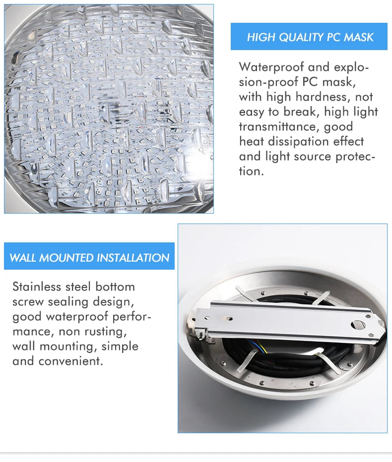 RGB LED Swimming Pool Lamp – Stainless Steel Waterproof Light for Underwater