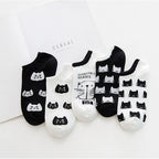 Cute Cat Ankle Socks – Cartoon Animal Kitten Cotton Hosiery for Women