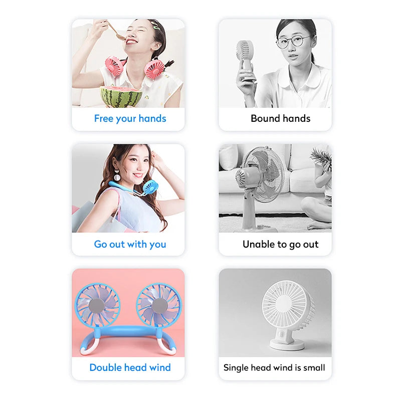 Rechargeable Neck Fan – Portable 3-Speed Hands-Free Cooling for Sports