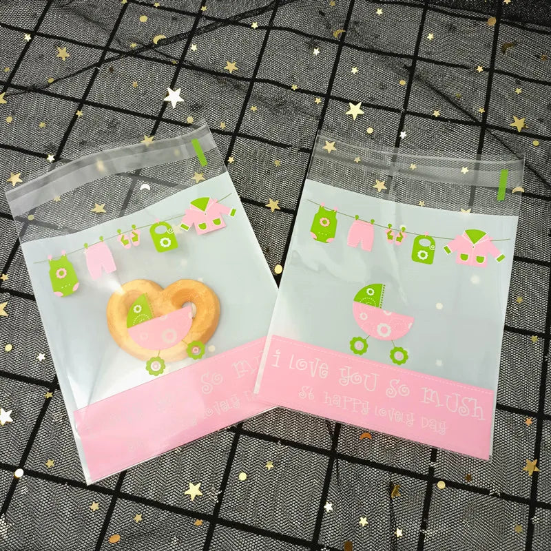 Self-Adhesive Bow-Knot Cookie Bags – 10x10cm Plastic Packaging for Parties