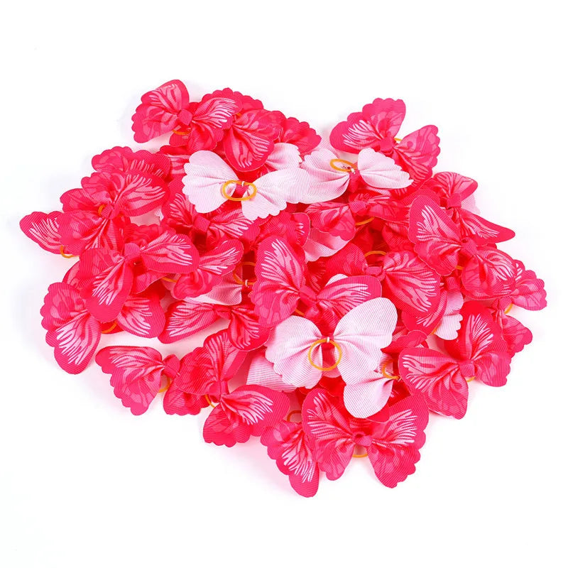 Handmade Ribbon Hair Bows – Elastic Pet Grooming Accessories for Dogs and Cats