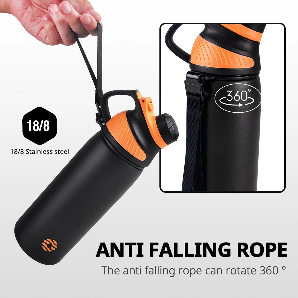 Stainless Steel Vacuum Flask – Magnetic Lid Thermal Mug for Outdoor Sports
