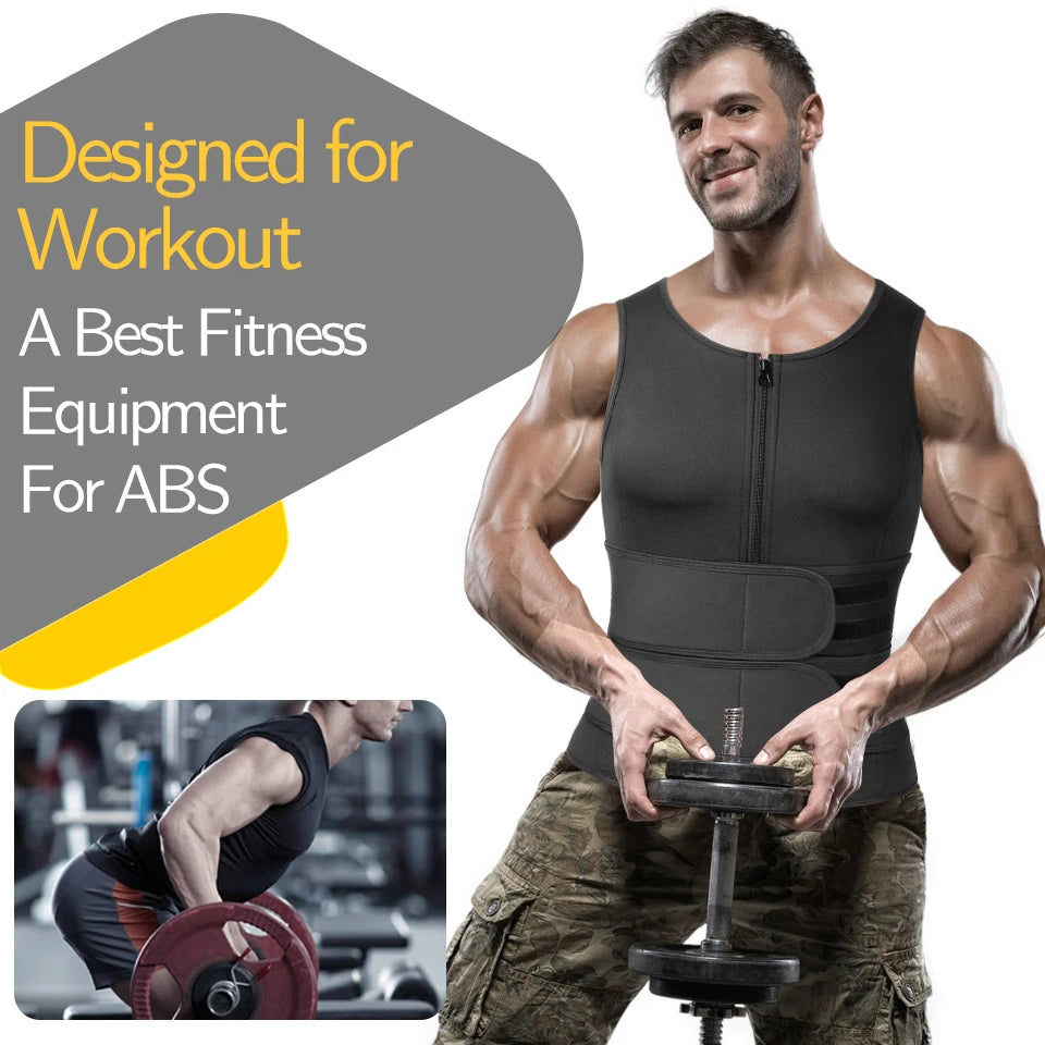 Men Sweat Sauna Vest – Neoprene Body Shaper for Gym Weight Loss