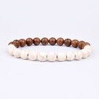 Lava Stone and Wood Bead Bracelet – 8mm Tibetan Buddha Jewelry for Men and Women