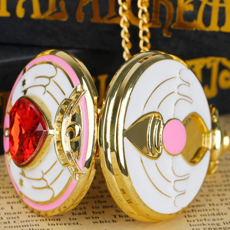 Red Sakura Pocket Watch – Vintage Anime Cosplay Accessory for Women