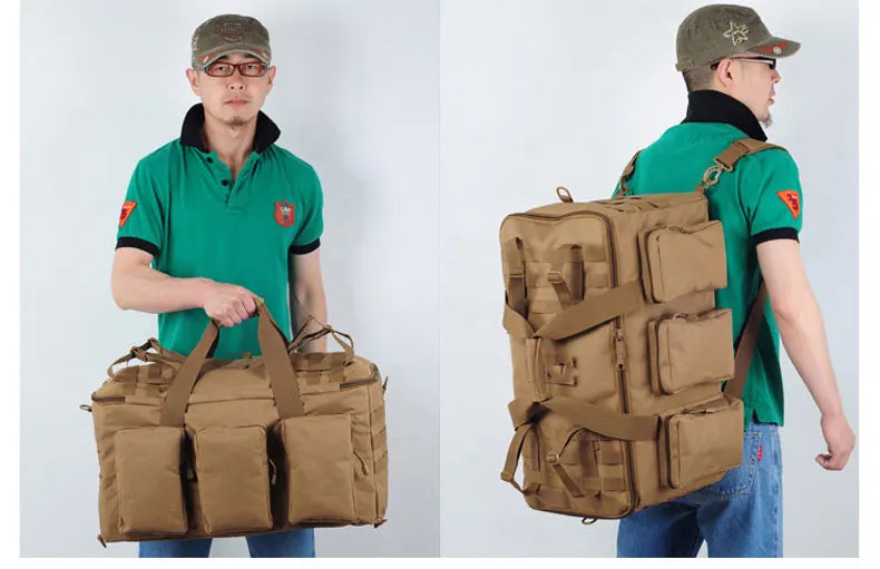 55L Tactical Duffel Backpack – Large Men's Bag for Hiking Travel and Gym
