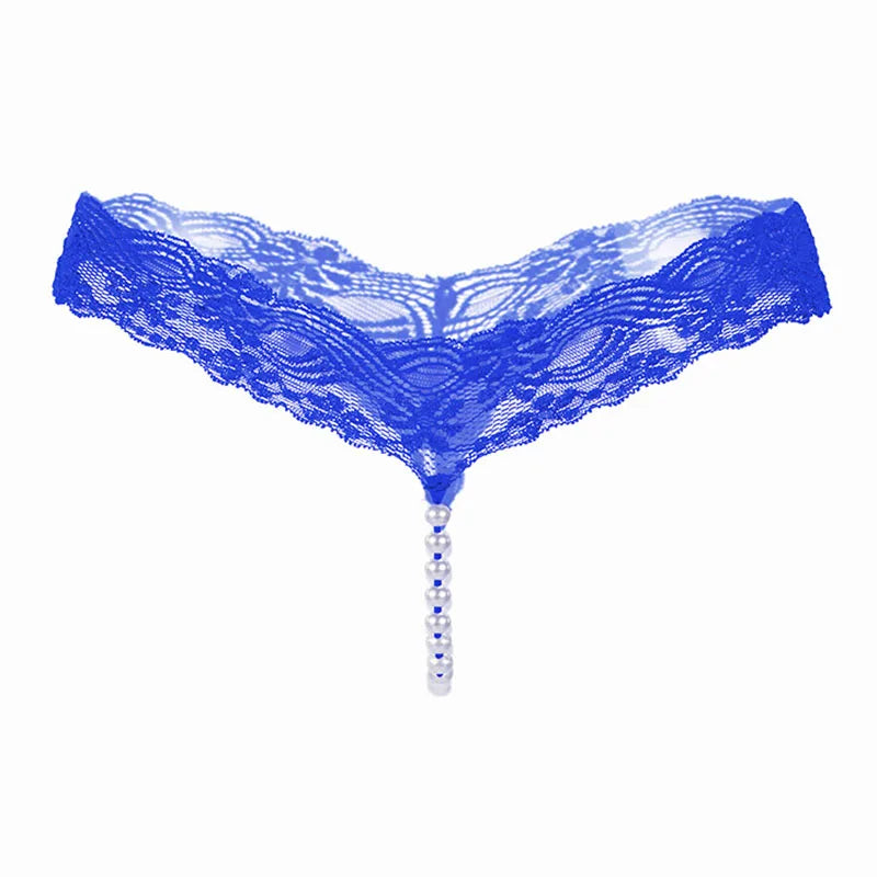 Lace G-String Thong – Pearl Back Bow Details for Sexy Lingerie