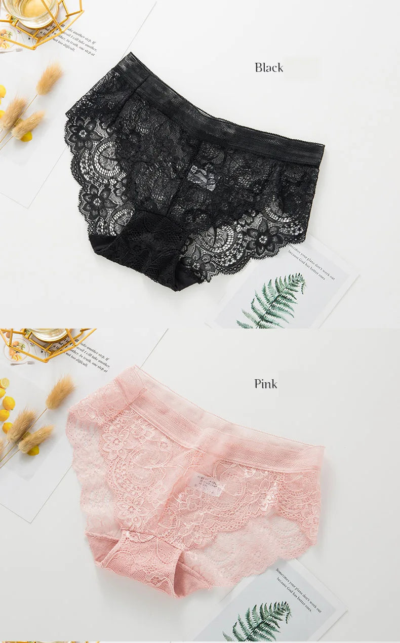 Seamless Lace Thong Panties – Low-Rise Cotton Crotch Lingerie for Women