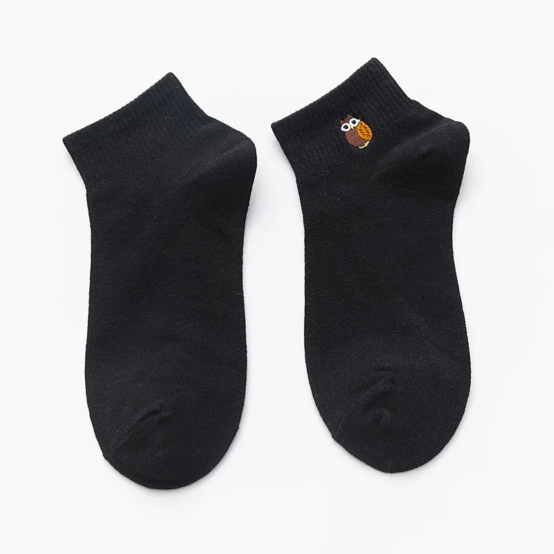 Embroidered Cotton Animal Socks – Kawaii Casual Streetwear for Women