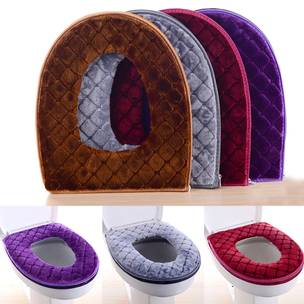 Plush Toilet Seat Cover – Soft Warm O-Shaped Cushion for Winter Bathroom