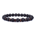 Lava Stone and Wood Bead Bracelet – 8mm Tibetan Buddha Jewelry for Men and Women