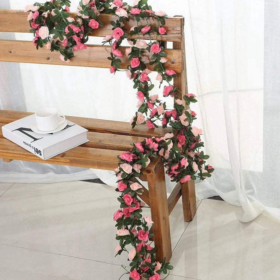 Artificial Rose Rattan Vine – 250CM Floral Garland for Wedding Home Decor