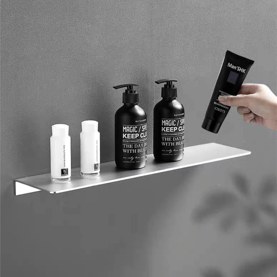 Aluminum Wall Storage Shelf – Bathroom Mirror Organizer for Shower Room