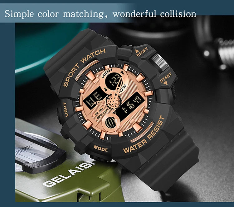 Digital Sports Watch – Waterproof LED Military Timepiece for Outdoor Men
