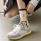 Floral Print Crew Socks – Kawaii Cotton Winter Hosiery for Women