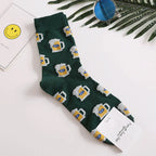 Novelty Food Print Crew Socks – Funny Cartoon Cotton Socks for Casual Wear