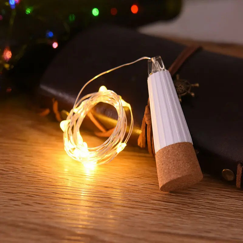USB Rechargeable Cork Fairy Lights – 2m 20 LED String Lamp for Home Decor