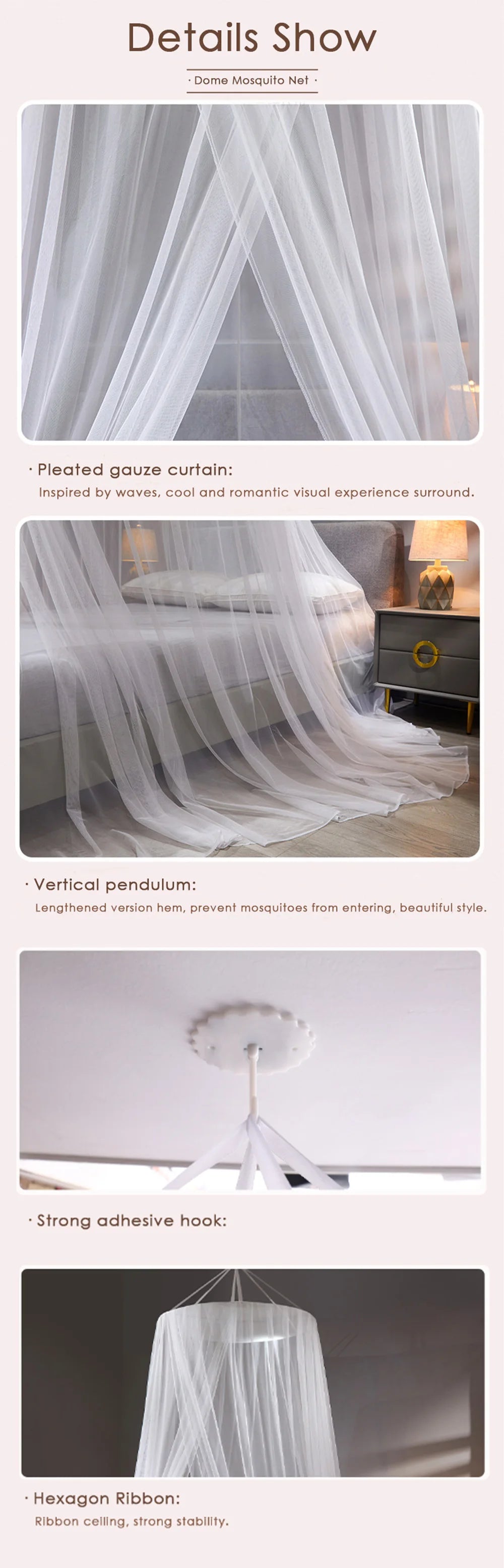 Elegant Mesh Mosquito Net – Double Bed Canopy for Home Bedroom Protection