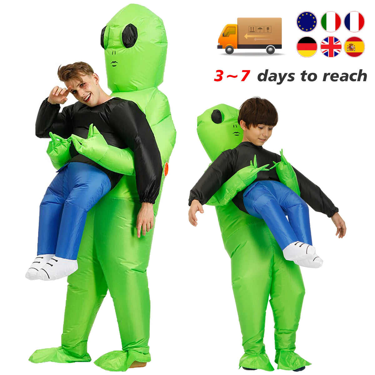 Inflatable Alien Monster Suit – Green Cosplay Costume for Adult Parties