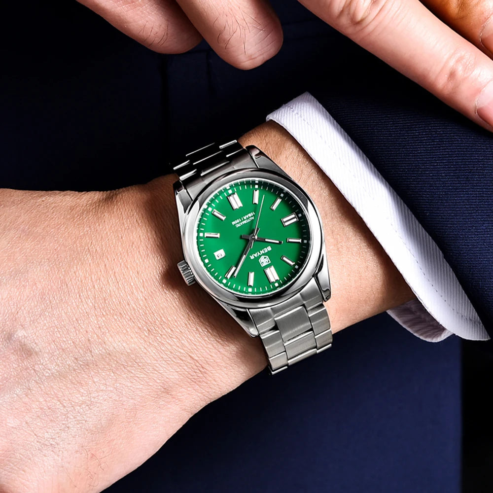 Stainless Steel Mechanical Watch – 10Bar Waterproof for Diving and Sports