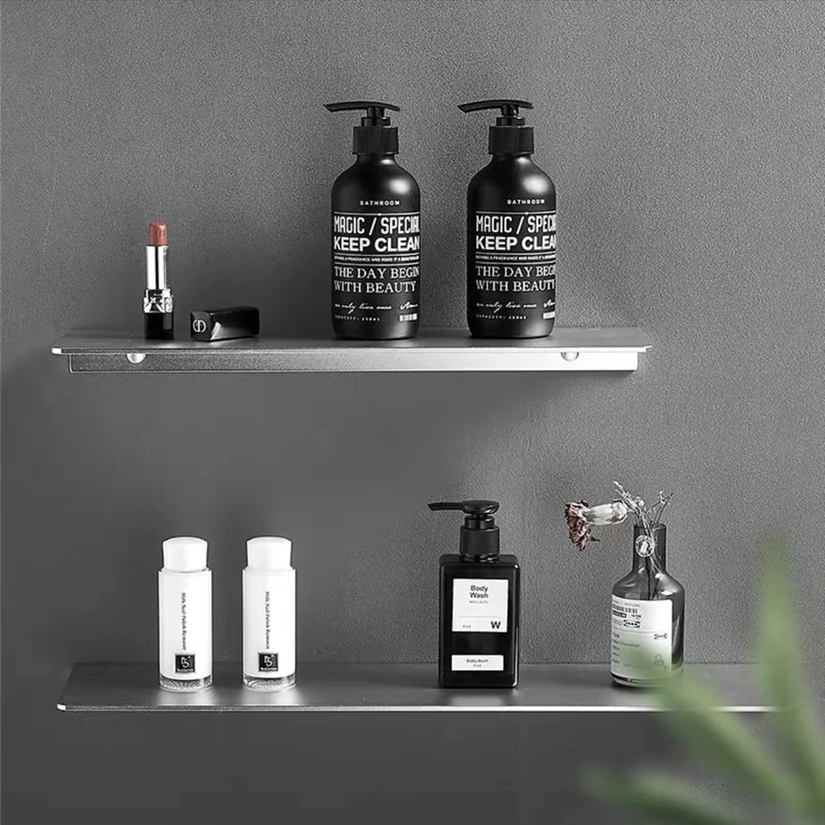 Aluminum Wall Storage Shelf – Bathroom Mirror Organizer for Shower Room