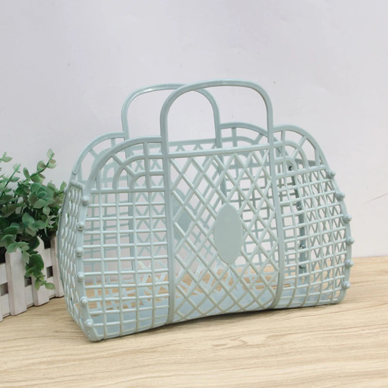 Foldable Mesh Laundry Basket – Portable Plastic Bin for Bathroom Organization