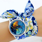 Fabric Wristwatch – Silver Quartz Analog Timepiece for Women