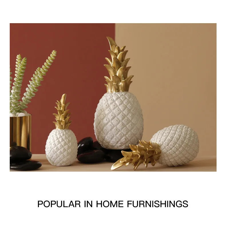 Gold Pineapple Statue – Nordic Metal Art for Modern Home Living Room Decor