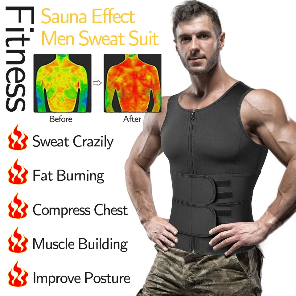 Men Sweat Sauna Vest – Neoprene Body Shaper for Gym Weight Loss