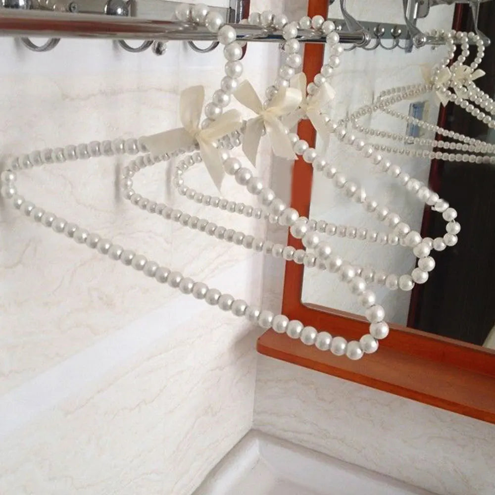 Pearl Beaded Bow Clothes Hangers – Decorative Kids Dress Storage Organizer