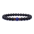Lava Stone and Wood Bead Bracelet – 8mm Tibetan Buddha Jewelry for Men and Women