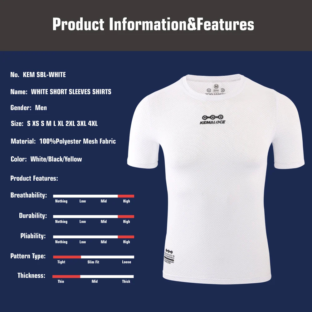 Breathable Mesh Cycling Base Layer – Short Sleeve Undershirt for MTB Biking
