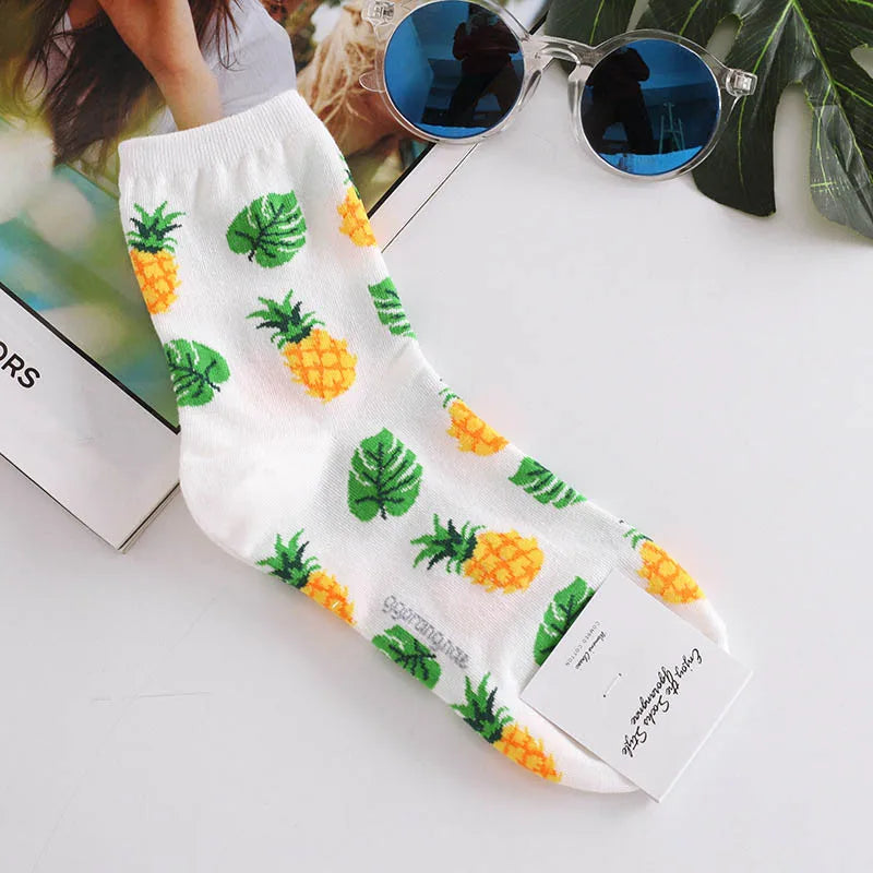 Novelty Food Print Crew Socks – Funny Cartoon Cotton Socks for Casual Wear