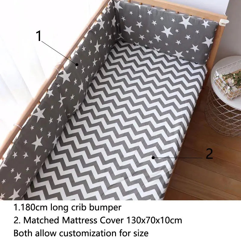 Cotton Star Crib Bumper – Thickened Protective Bedding for Newborn Infants