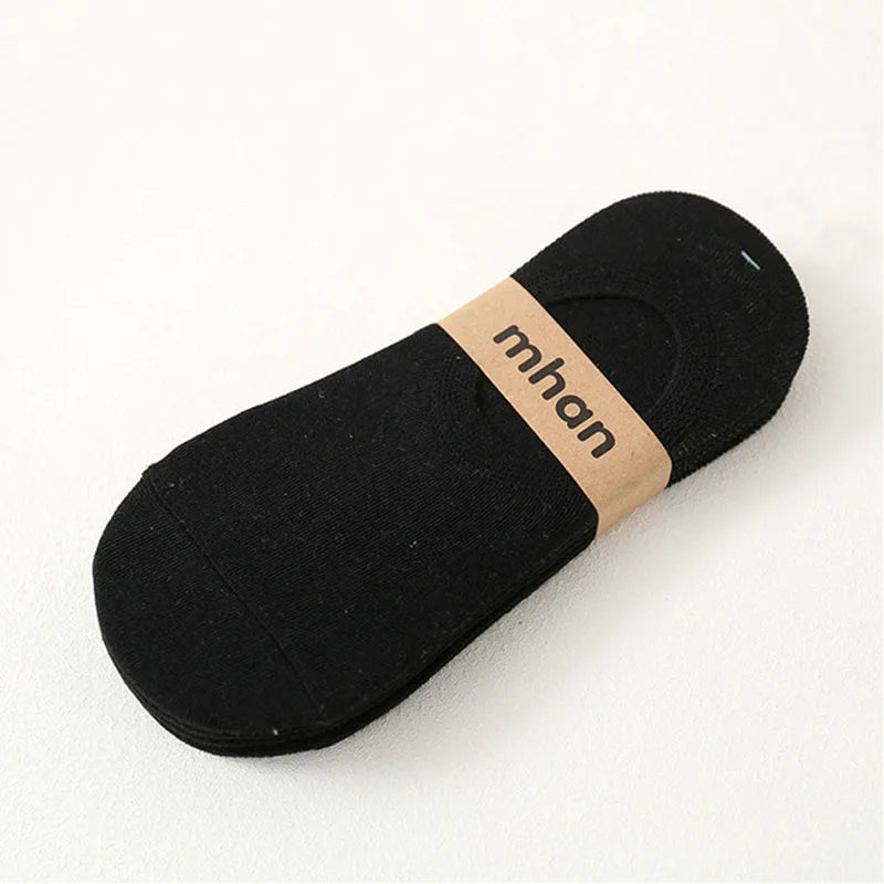 Invisible Cotton Boat Socks – Non-Slip Silicone Ankle Liners for Men