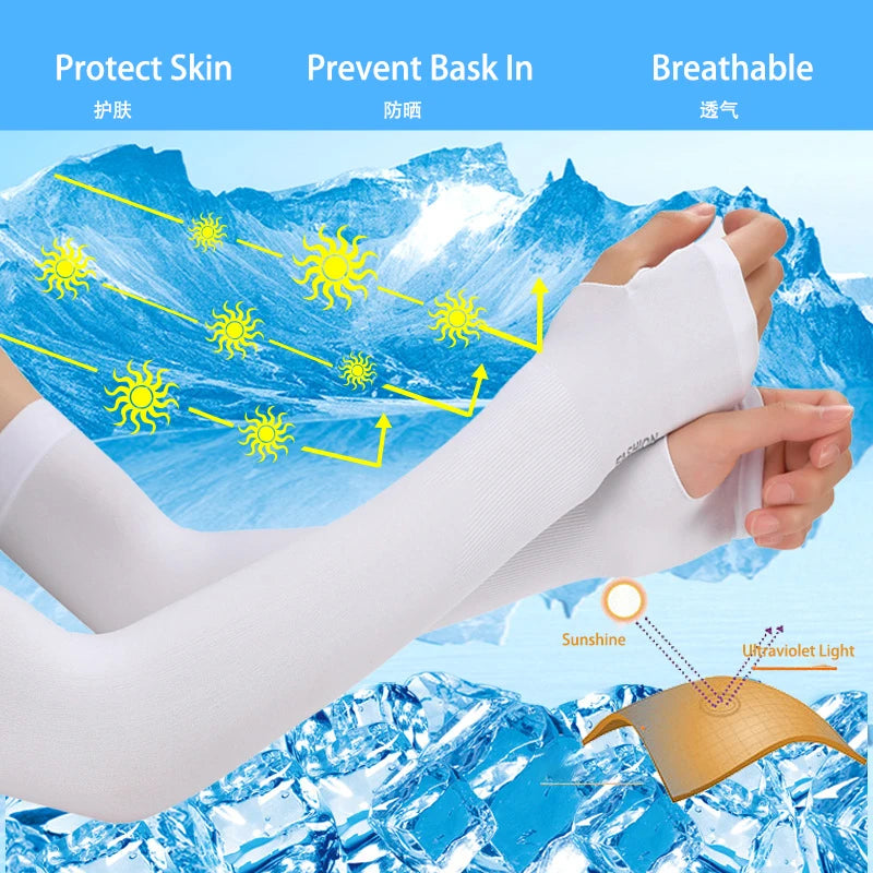 Ice Silk Arm Sleeves – UV Protection for Cycling Sports and Driving