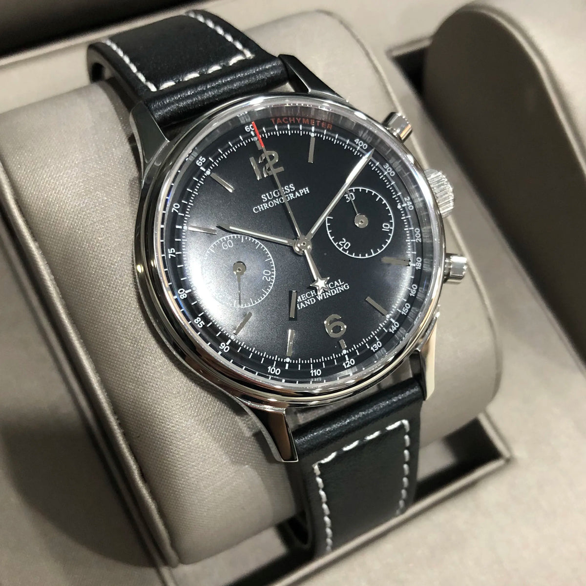 Sugess 1963 Mechanical Chronograph Watch – Sapphire Pilot Style for Men