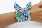 Fabric Wristwatch – Silver Quartz Analog Timepiece for Women