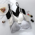 Seamless Cotton Push Up Bra – Wireless V-Neck Comfort Lingerie for Women