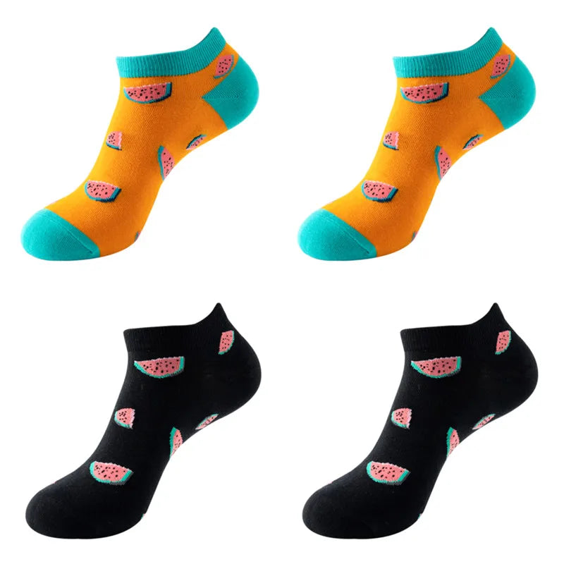 Avocado Cotton Boat Socks – Funny Fruit Pattern for Men and Women