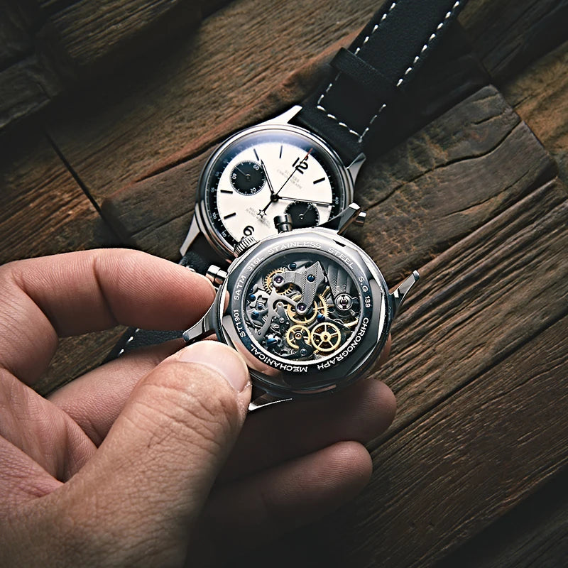 Sugess 1963 Mechanical Chronograph Watch – Sapphire Pilot Style for Men