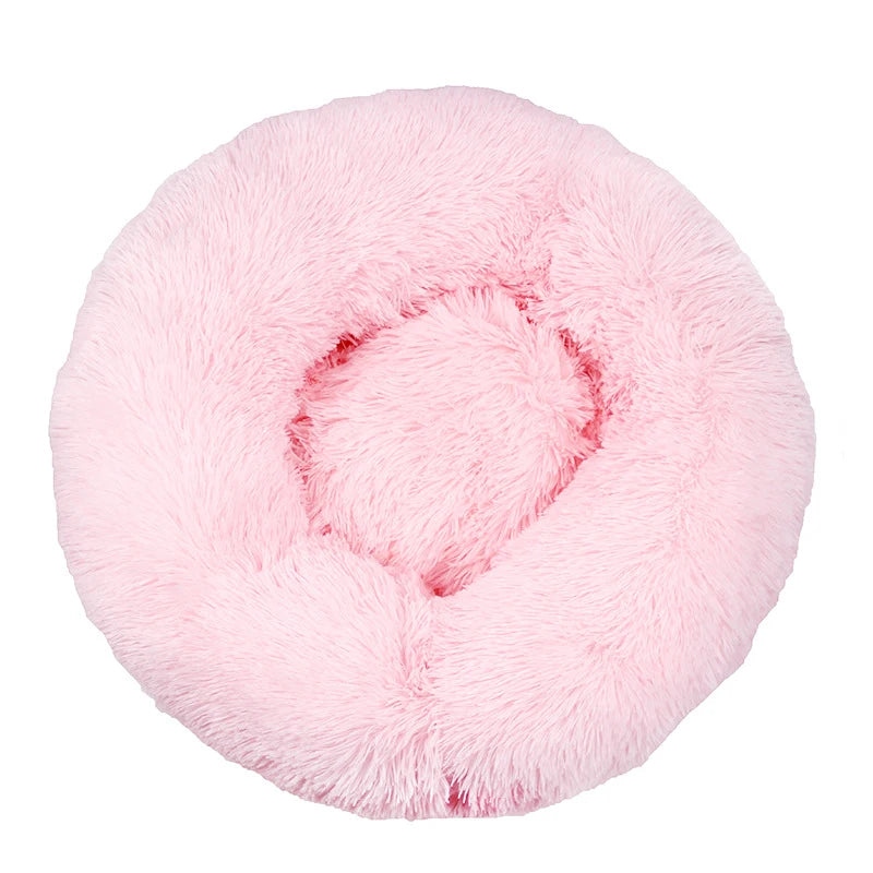 100cm Plush Donut Pet Bed – Calming Round Mat for Large Dogs and Cats