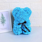 Artificial Rose Bear – 25cm Flower Figurine for Valentine Anniversary Gift