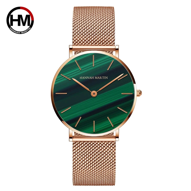 Rose Gold Stainless Steel Watch – Japan Quartz Waterproof for Ladies