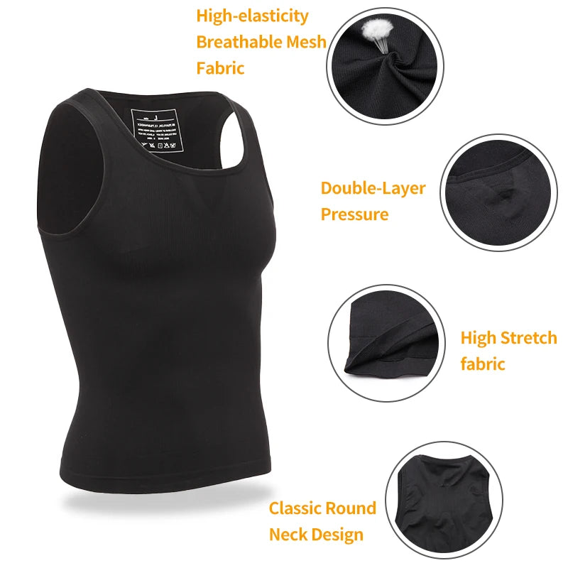 Compression Tank Top – Abdomen Slimming Body Shaper for Gynecomastia Support