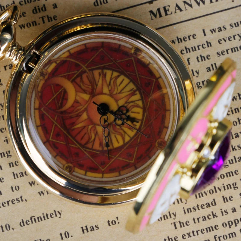Red Sakura Pocket Watch – Vintage Anime Cosplay Accessory for Women