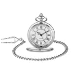 Vintage Roman Numeral Pocket Watch – 37cm Steel Fob Chain for Men and Women