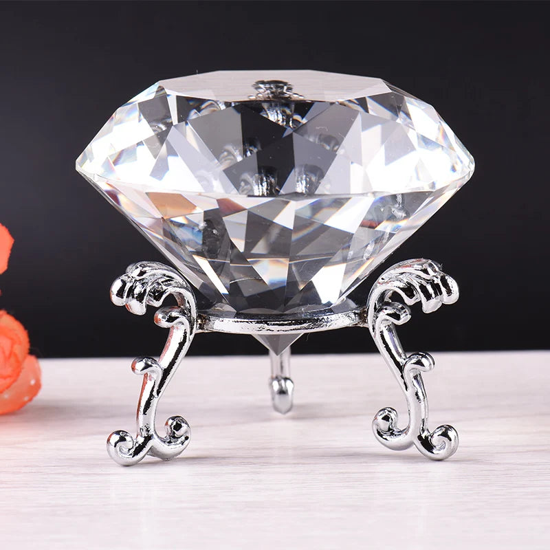 Clear Crystal Diamond Ornament – Glass Home Decor for Wedding and Gifts