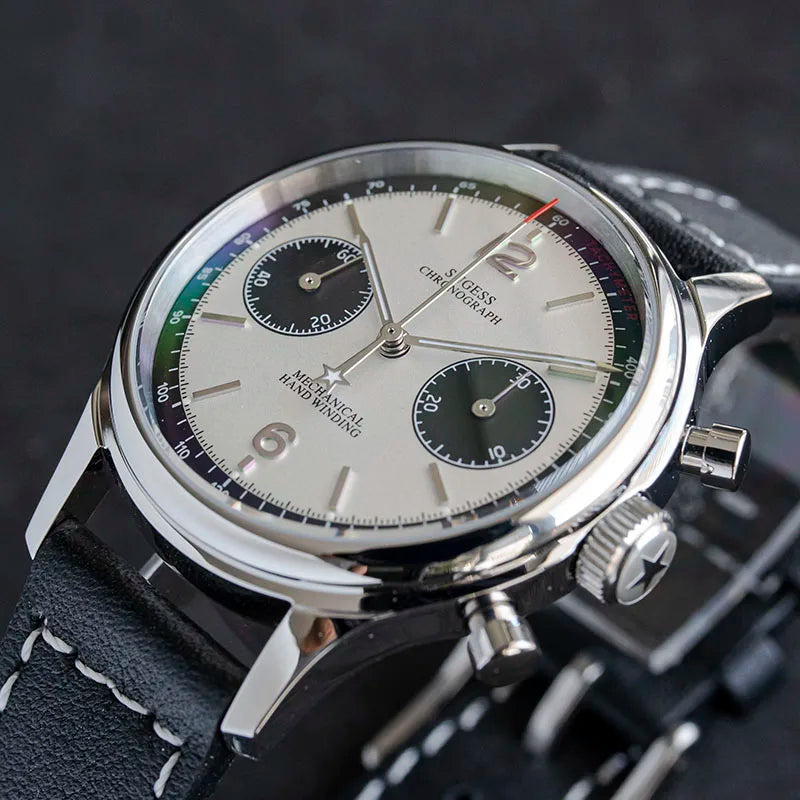 Sugess 1963 Mechanical Chronograph Watch – Sapphire Pilot Style for Men